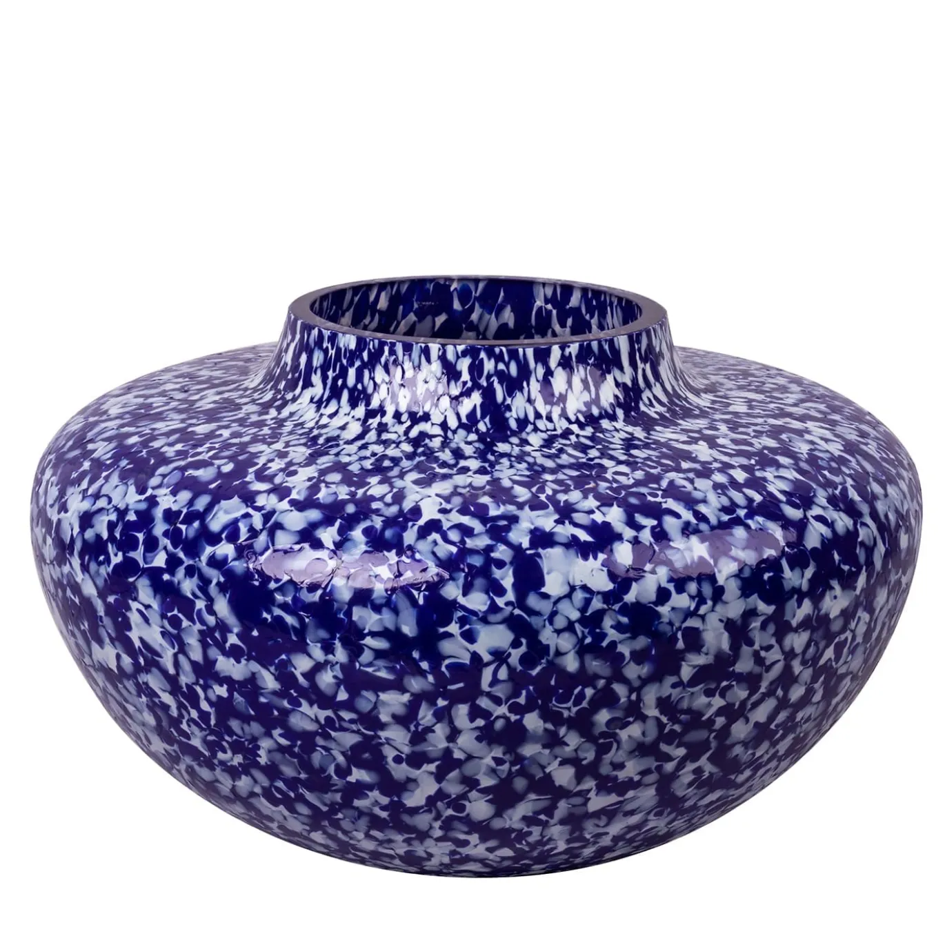 Vaso in Vetro di Murano Blu e Avorio Olla
