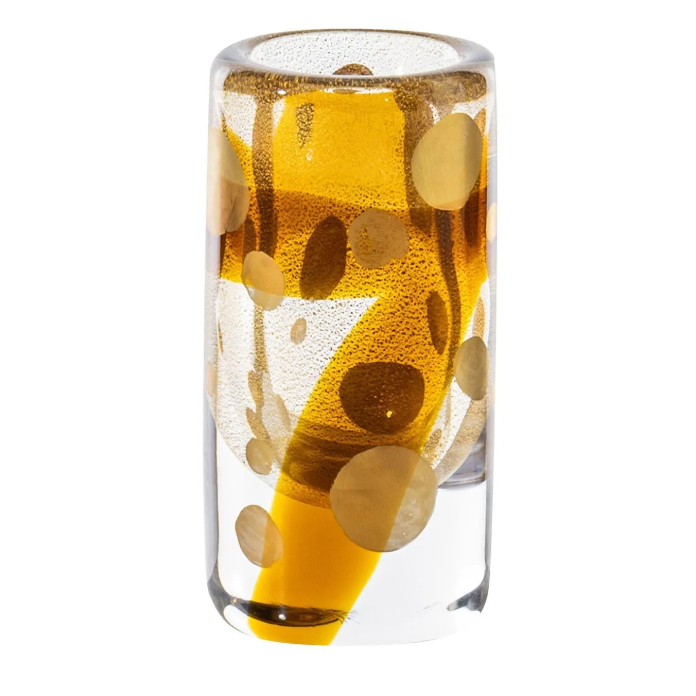 Vaso in vetro di Murano dorato Cilindro XS di Peter Marino