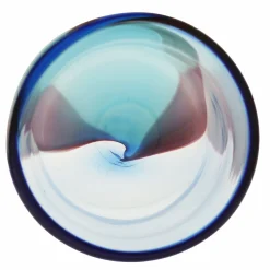 Vaso in vetro di Murano Nel Blu con strisce turchesi e violette