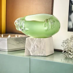 Vaso in vetro di Murano Stravedamento a doppia cascata verde pastello