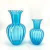 Vaso in vetro di Murano turchese Rigadin #1