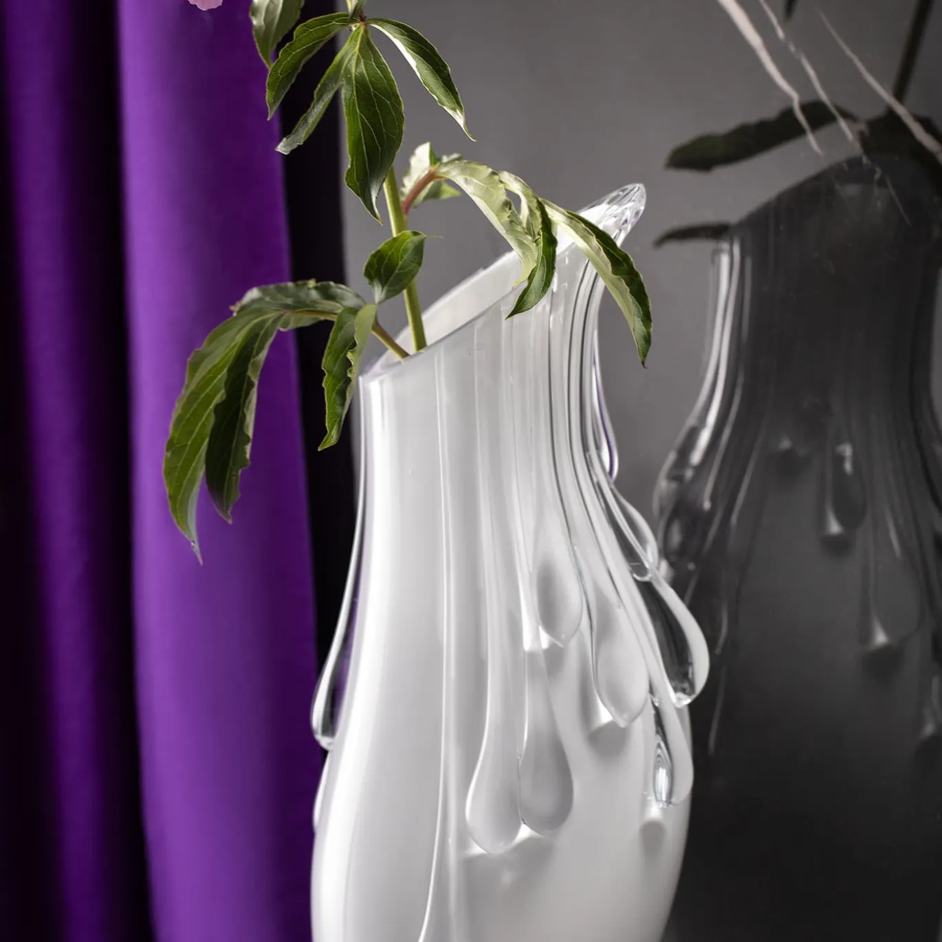 Vaso in vetro di Murano White Pearls