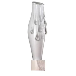 Vaso in vetro opalino Lagoon Tears con base in marmo