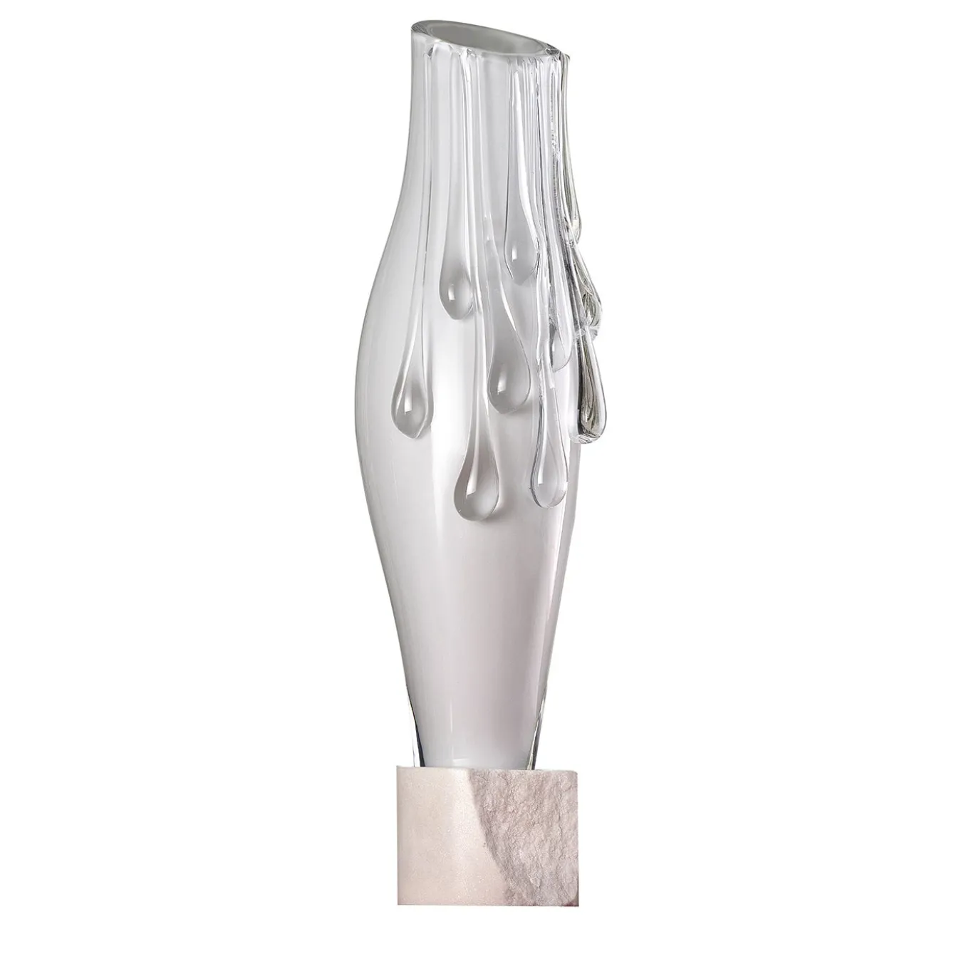 Vaso in vetro opalino Lagoon Tears con base in marmo