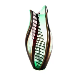 Vaso in Vetro Policromo a Forma di Bocciolo Aura di Murano