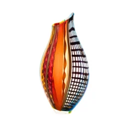 Vaso in Vetro Policromo a Forma di Bocciolo Colori Veneziani