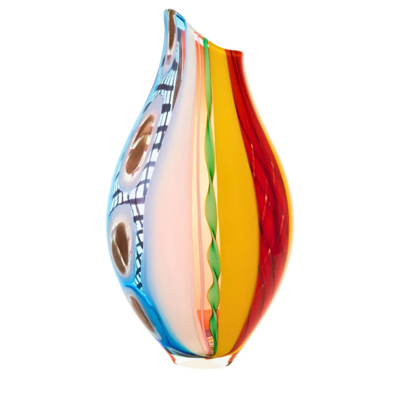 Vaso in Vetro Policromo a Forma di Bocciolo Colori Veneziani