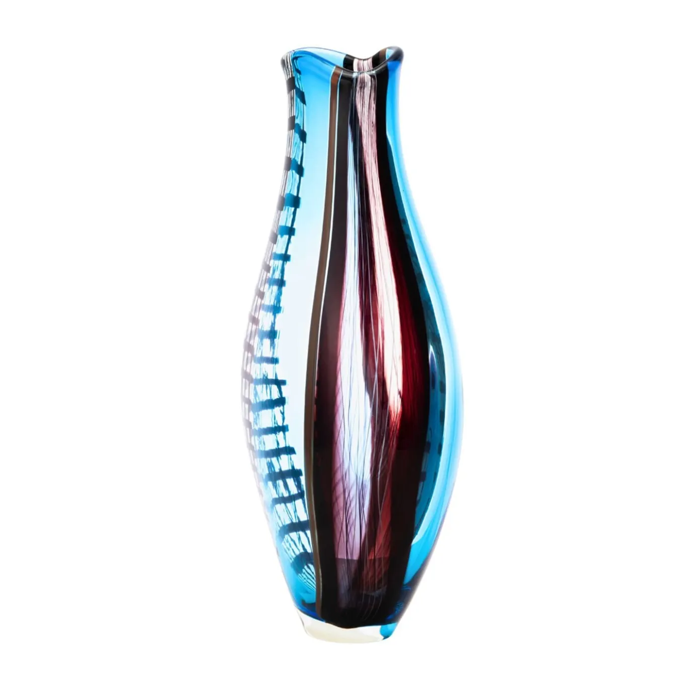 Vaso in Vetro Policromo a Forma di Bocciolo Riflessi d'Acqua