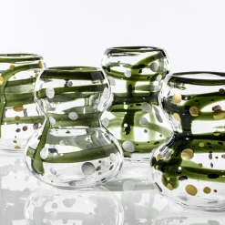 Vaso in vetro verde e argento Gran Bulbo Mini