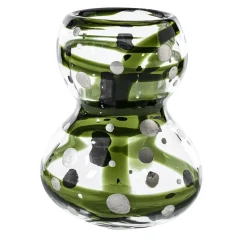 Vaso in vetro verde e nero Gran Bulbo Mini Silver