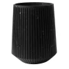 Vaso largo a righe in marmo nero Marquina