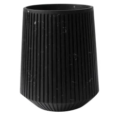 Vaso largo a righe in marmo nero Marquina