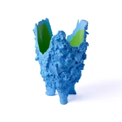 Vaso Lava grande in resina azzurra e verde mela di Gaetano Pesce