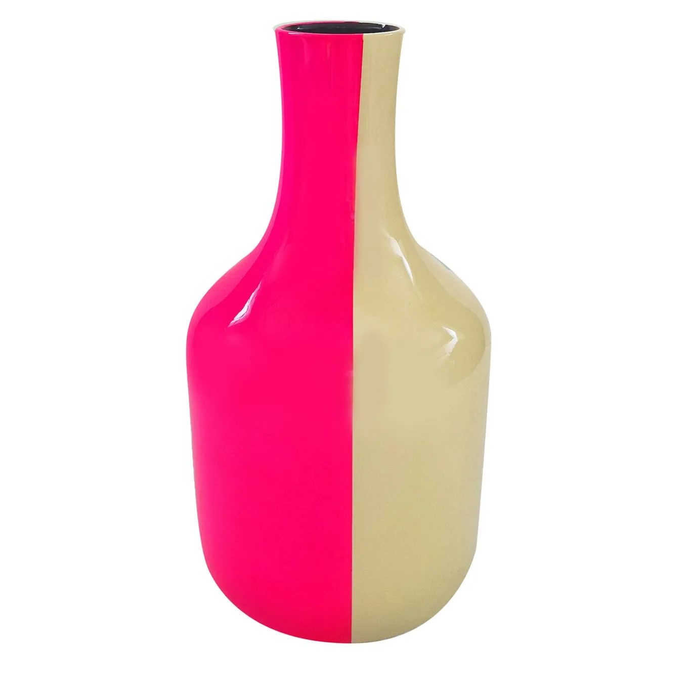 Vaso Livrea 1928 in ceramica Fucsia e Zabaglione Yellow