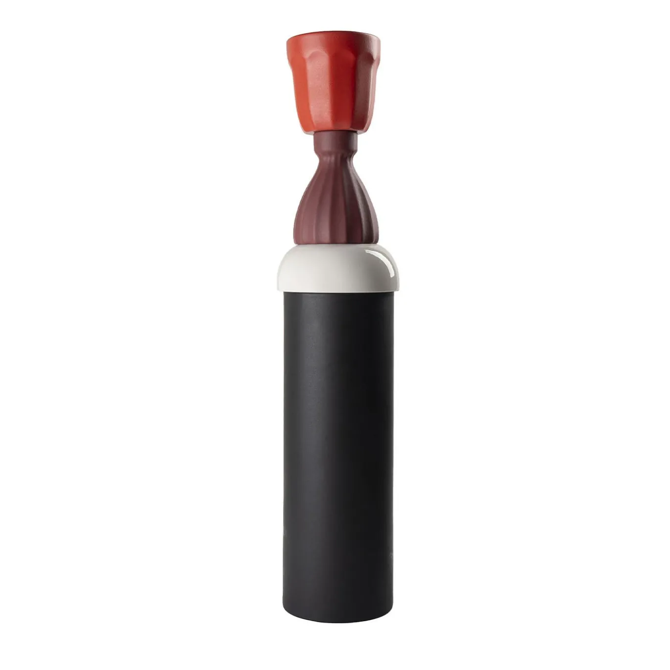 Vaso lungo nero, bianco e rosso di Nathalie Du Pasquier