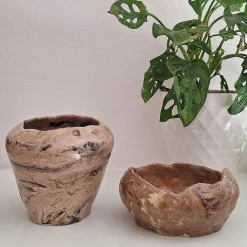 Vaso Marmo in ceramica beige effetto marmo