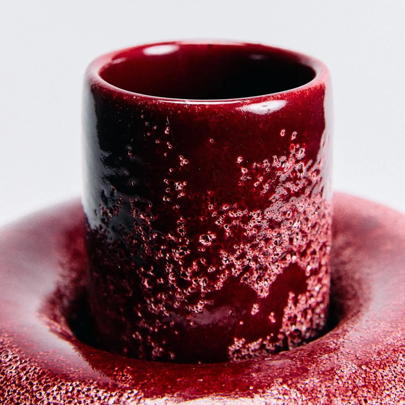 Vaso Marte grande in ceramica smaltata rosso Amaranto