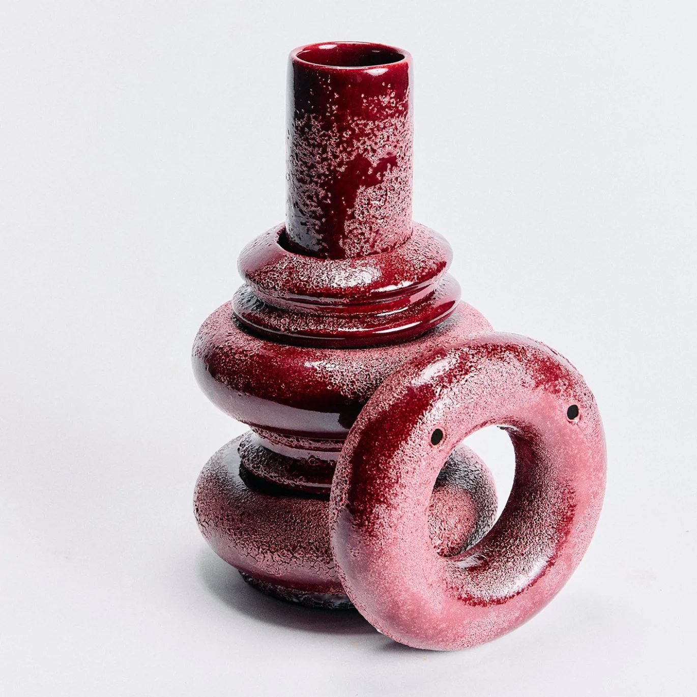 Vaso Marte grande in ceramica smaltata rosso Amaranto