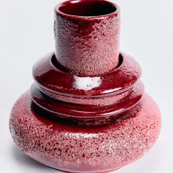Vaso Marte piccolo in ceramica smaltata rosso amaranto