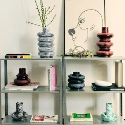 Vaso Marte piccolo in ceramica smaltata rosso amaranto