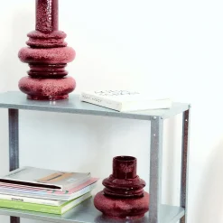 Vaso Marte piccolo in ceramica smaltata rosso amaranto