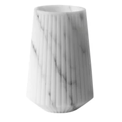 Vaso medio a righe in marmo bianco di Carrara