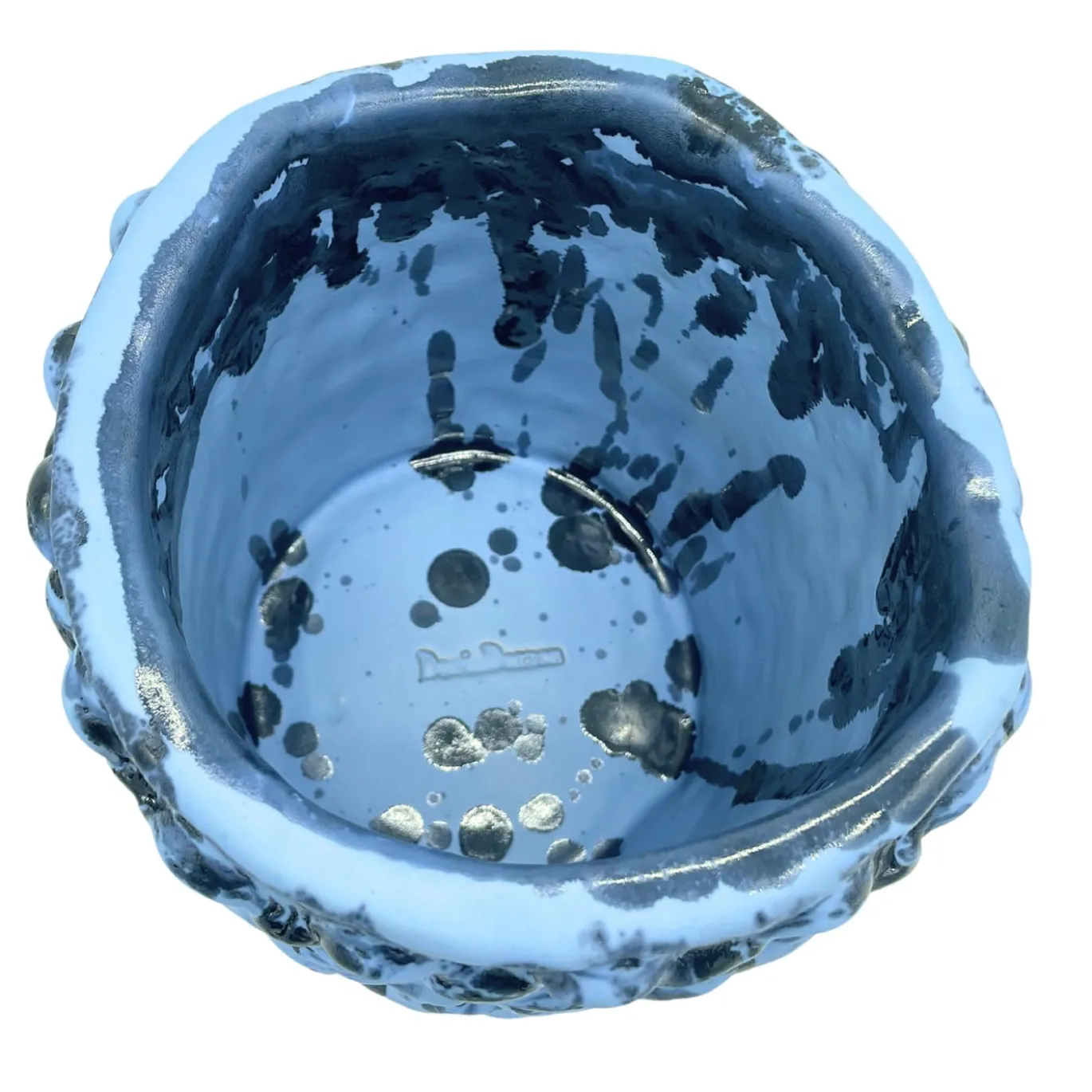 Vaso Medio in Ceramica Onda Blu Leggero Opaco
