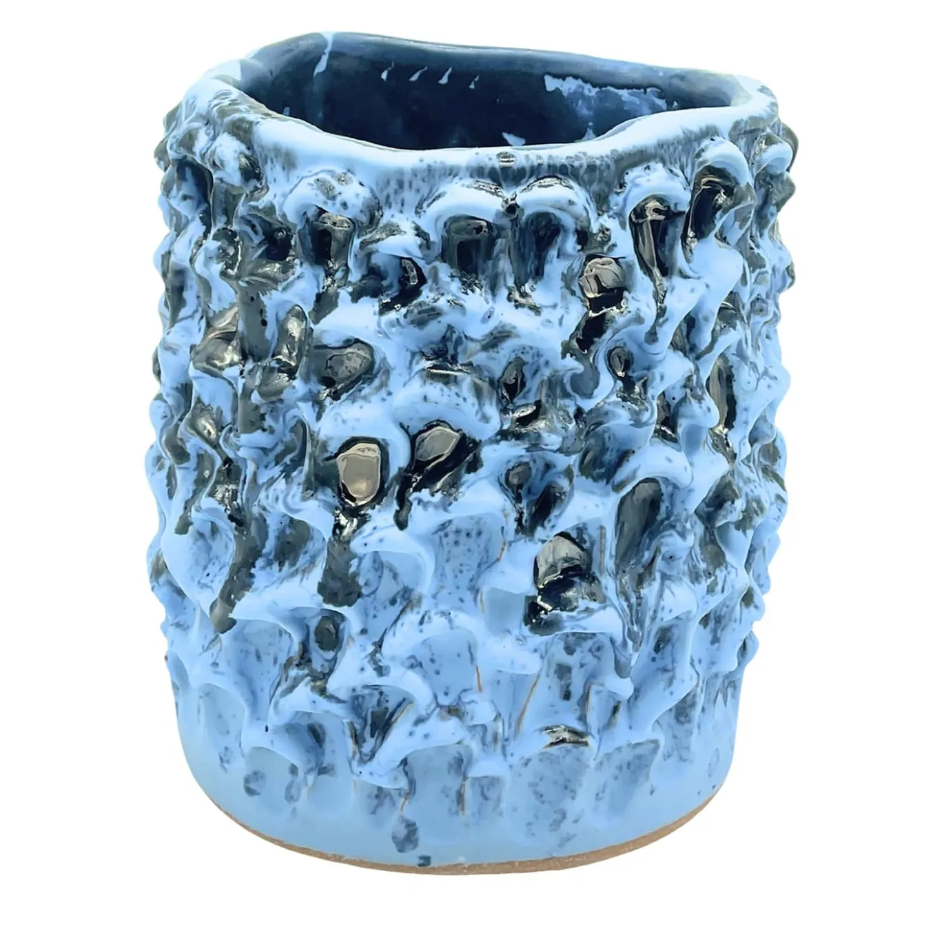 Vaso Medio in Ceramica Onda Blu Leggero Opaco