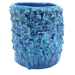 Vaso Medio in Ceramica Onda Blu Acqua Salata e Blu Laguna