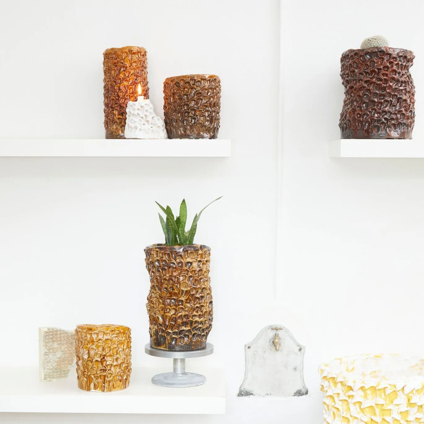 Vaso Medio in Ceramica Onda Crème Caramel