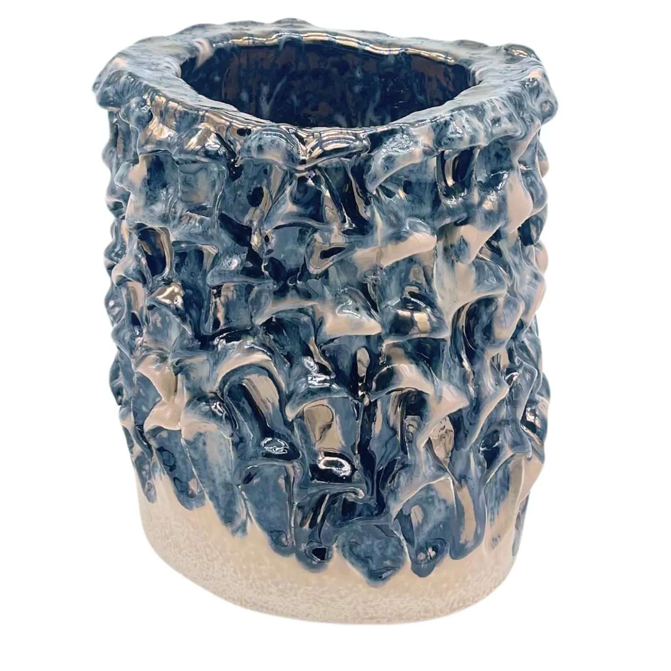 Vaso Medio in Ceramica Onda Rosa Minerale Metallizzato