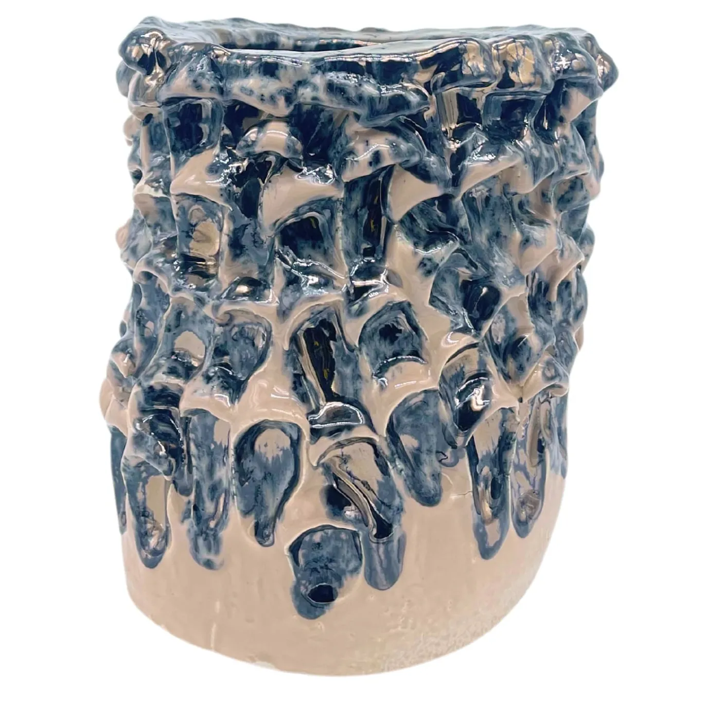 Vaso Medio in Ceramica Onda Rosa Minerale Metallizzato