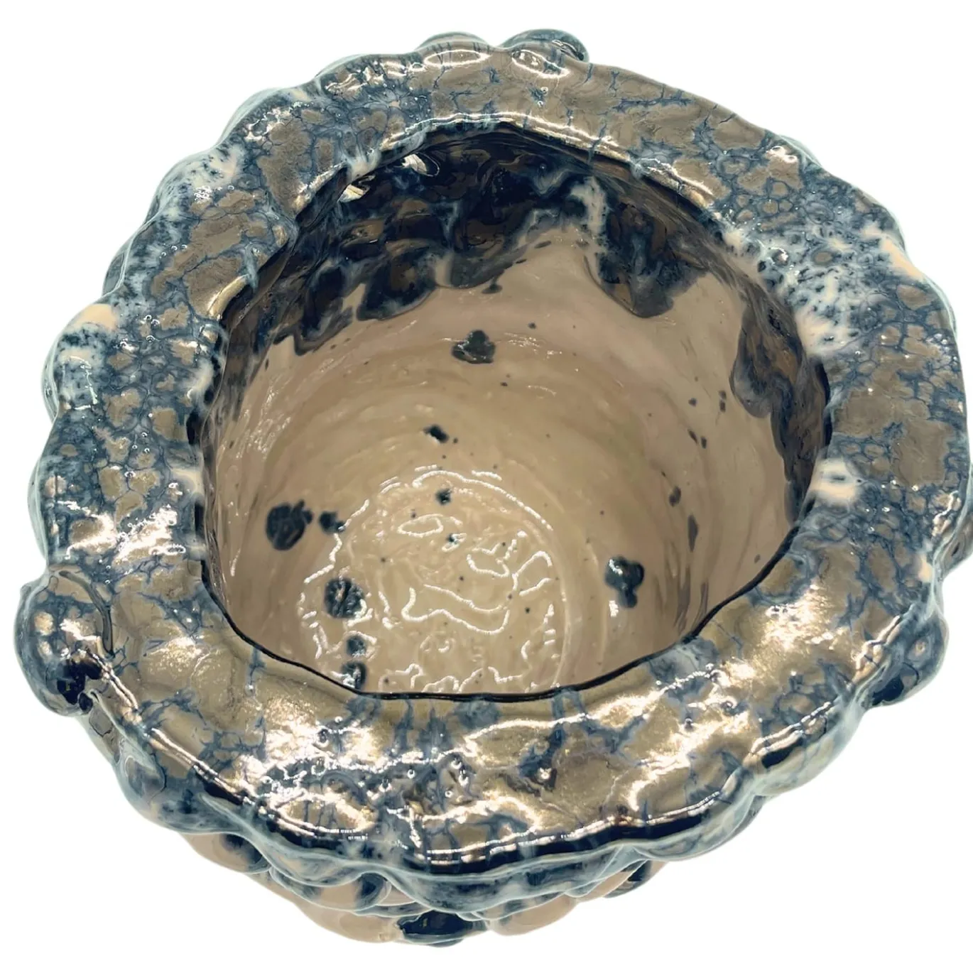 Vaso Medio in Ceramica Onda Rosa Minerale Metallizzato