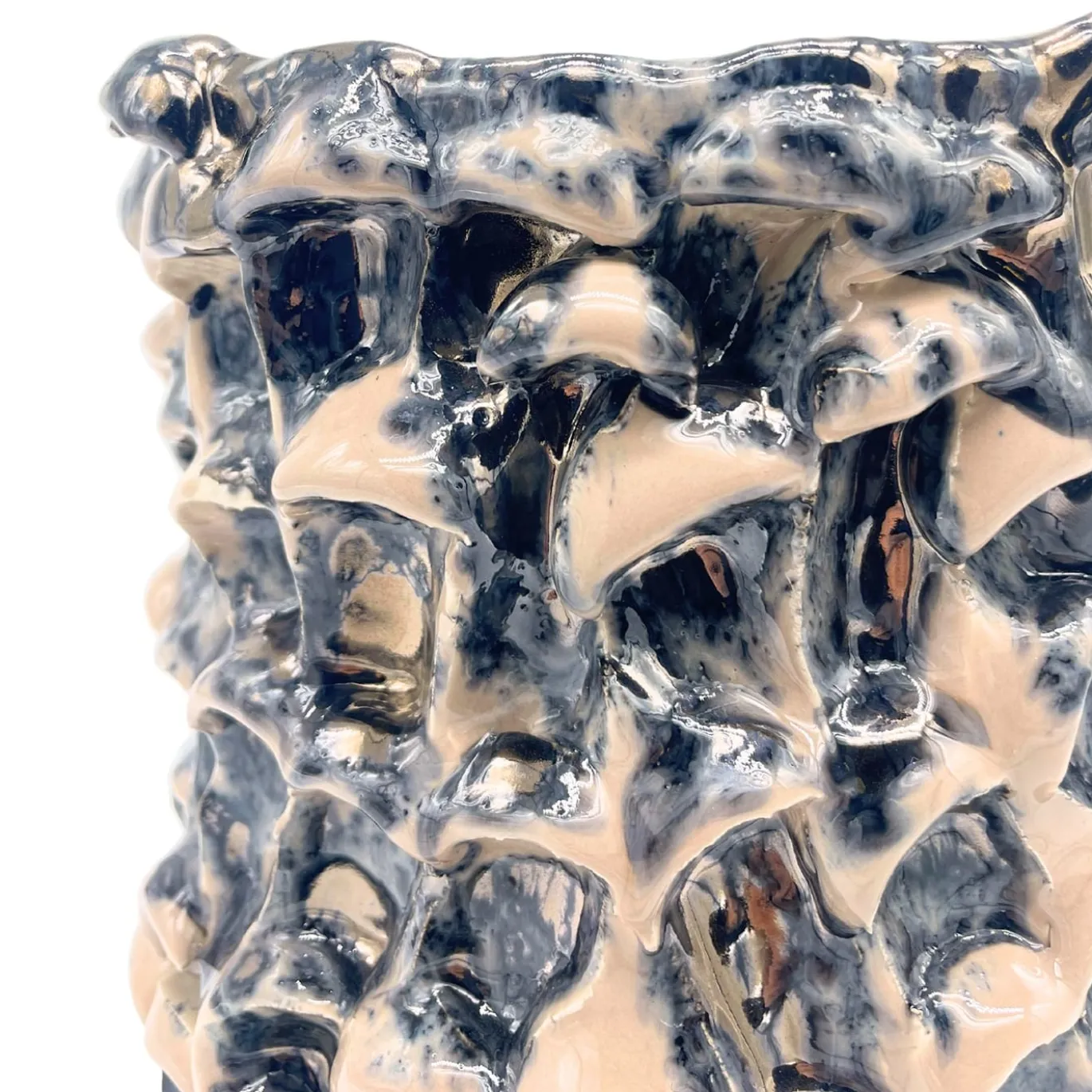 Vaso Medio in Ceramica Onda Rosa Minerale Metallizzato