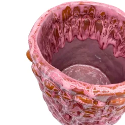 Vaso Medio in Ceramica Onda Rosa Nebbia e Cristallo