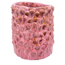 Vaso Medio in Ceramica Onda Rosa Nebbia e Cristallo