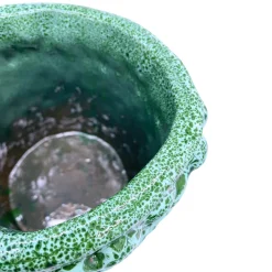 Vaso Medio in Ceramica Onda Verde Avventurina e Blu Acqua