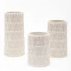 Vaso medio in gres bianco con motivo a foglie Anne