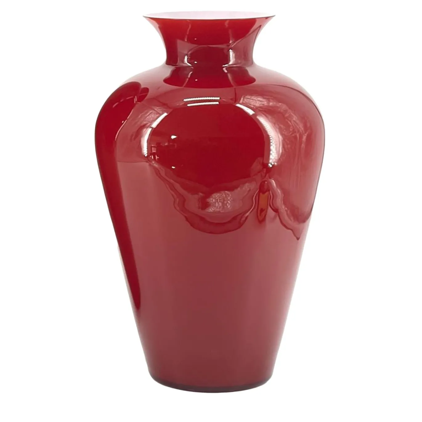 Vaso medio in vetro di Murano bordeaux ad anfora