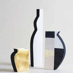 Vaso medio Pacay astratto con foglia d'oro