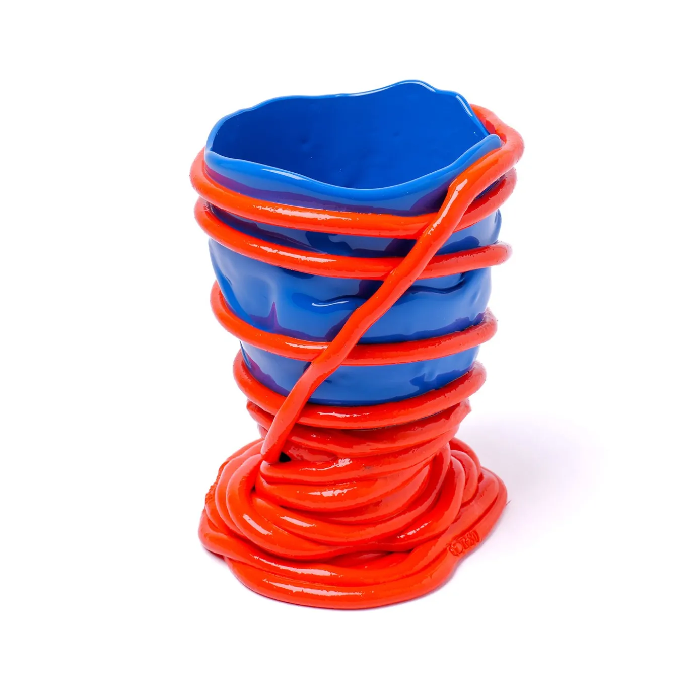 Vaso medio rosso e blu Pompitu II di Gaetano Pesce