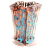 Vaso medio Sagarana in pelle rosa chiaro e turchese