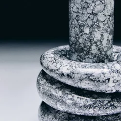 Vaso Mercurio grande in ceramica smaltata bianca e nera