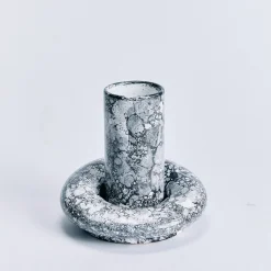 Vaso Mercurio piccolo in ceramica smaltata bianca e nera