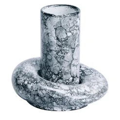 Vaso Mercurio piccolo in ceramica smaltata bianca e nera