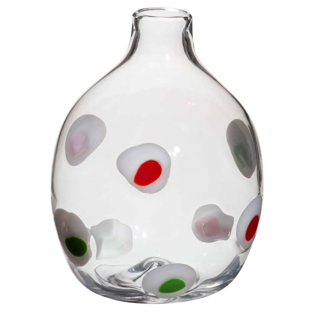 Vaso monofiore a pois bianchi/rossi/verdi di Carlo Moretti