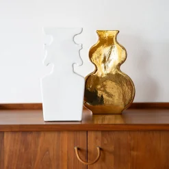 Vaso Moon 06 in ceramica con smalto oro