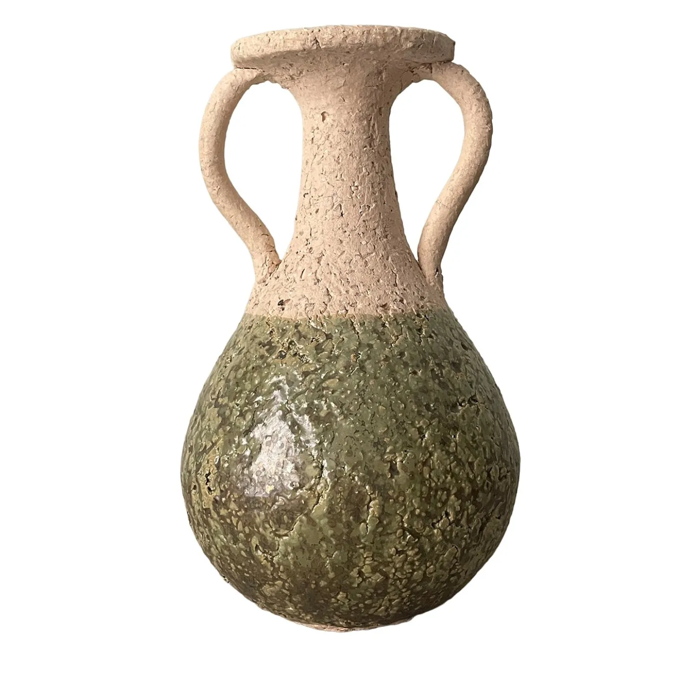 Vaso n.132a Anfora bianca con smalto verde