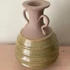 Vaso n. 165 Anfora Beige con smalto verde