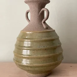Vaso n. 165 Anfora Beige con smalto verde